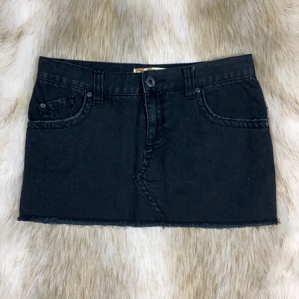 Roxy Black Denim Mini Skirt, Size 7 Y2K
